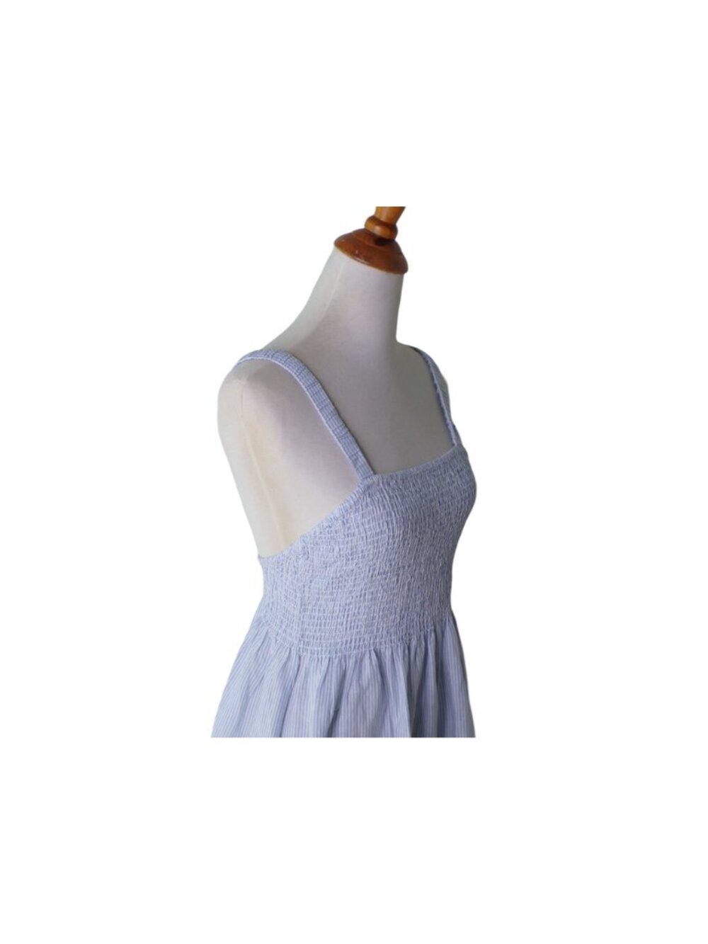 🆕J CREW Smocked Beach Dress Blue Stripe Cotton X-Small #BF192 - Picture 7 of 10